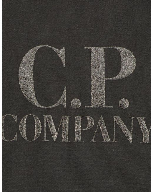 C P Company Black Diagonal Fleece Logo Sweatshirt for men