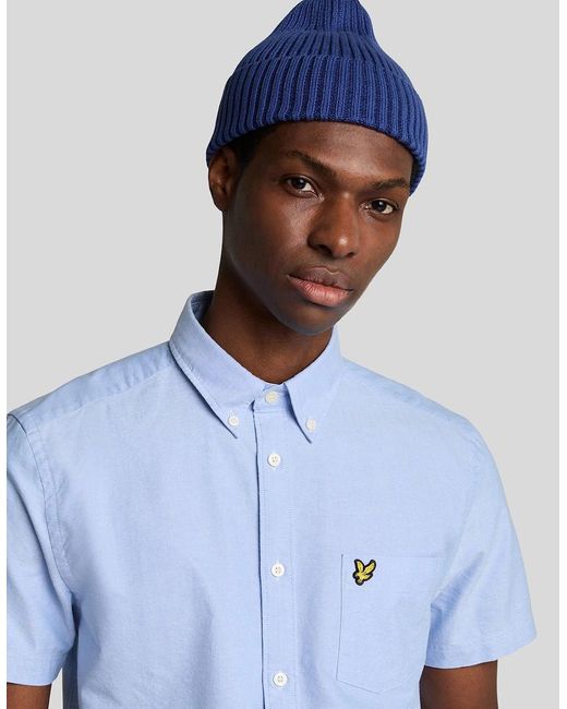 Lyle & Scott Blue Short Sleeve Oxford Shirt for men