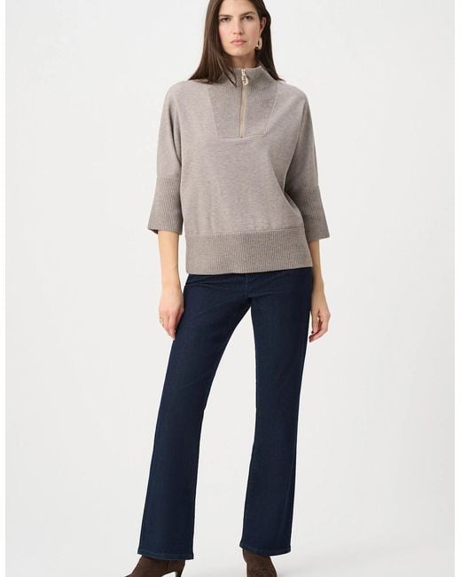 Joseph Ribkoff Gray Brushed Viscose And Nylon Funnel Neck Sweater