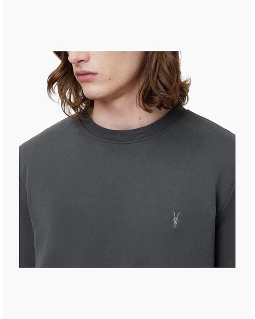 AllSaints Gray All Saints Reven Sweatshirts Crew Neck Casual Cotton Pullover Winter Jumper for men