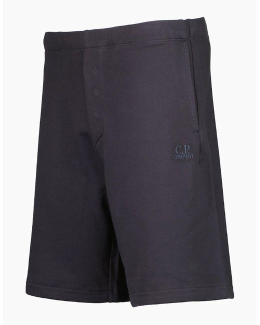 C P Company Blue Diagonal Raised Fleece Logo Bermudas for men