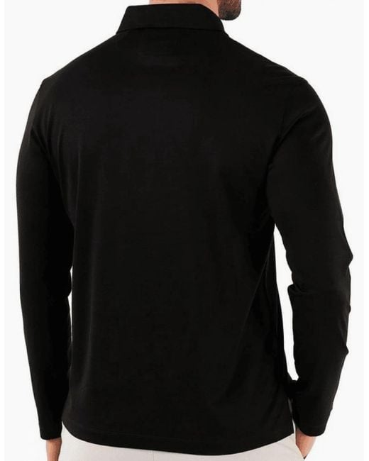 Emporio Armani Black Cotton Long Sleeve Polo Shirt for men