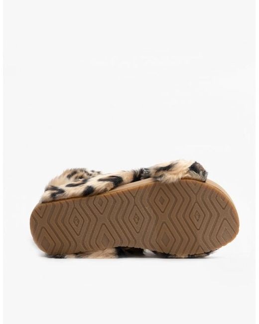 TOMS Brown Susie Faux Fur Mule Slippers Natural/Leopard