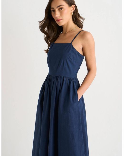 Gini London Blue Wide Leg Strappy Jumpsuit