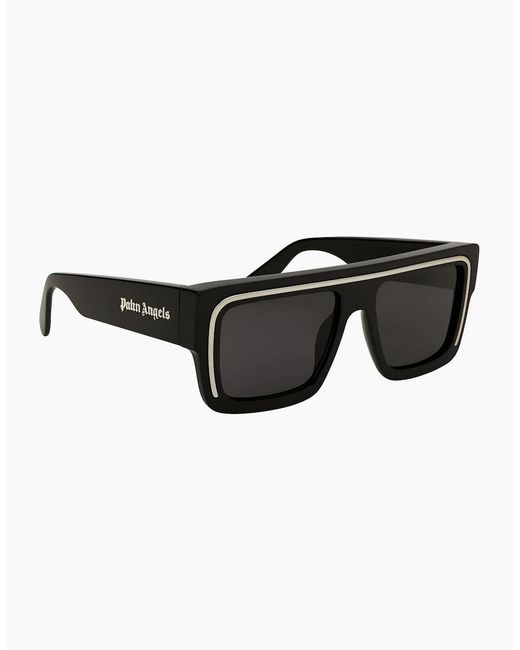 Palm Angels Black Salton Rectangle Sunglasses for men