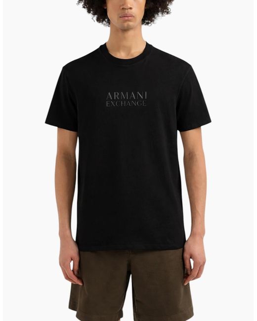 Armani Black Exchange T Shirts Short Sleeve Top for men