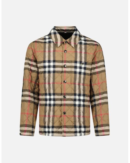Burberry White 'Forres' Diamond Quilted Jacket Taupe for men