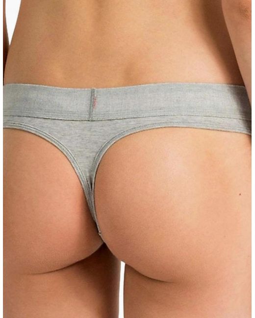 Calvin Klein White Monogram Thong, Heather