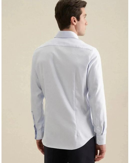 Seidensticker White Shaped Fit No Iron Spread Kent Structured Business Shirt Light for men
