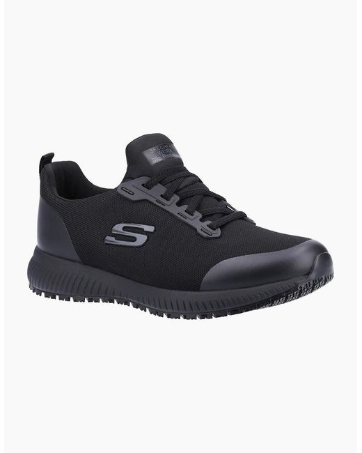 Skechers Black Workwear Squad Sr Wide Textile Safety Trainers