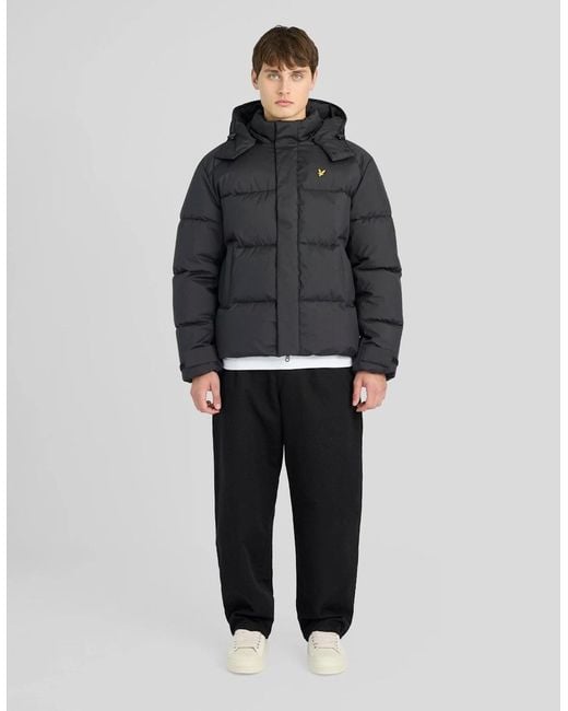 Lyle & Scott Gray Hooded Puffer Jacket for men