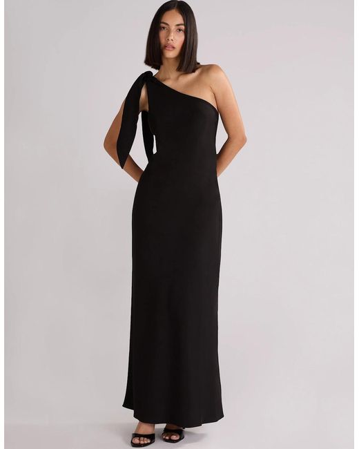 Ro&zo Black Charlotte Crepe One Shoulder Maxi Dress