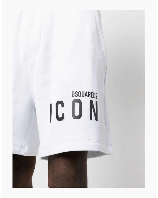 DSquared² White Icon Logo Shorts for men