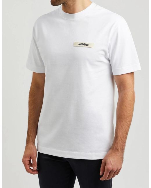 Jacquemus White The Gros Grain Logo T Shirt for men
