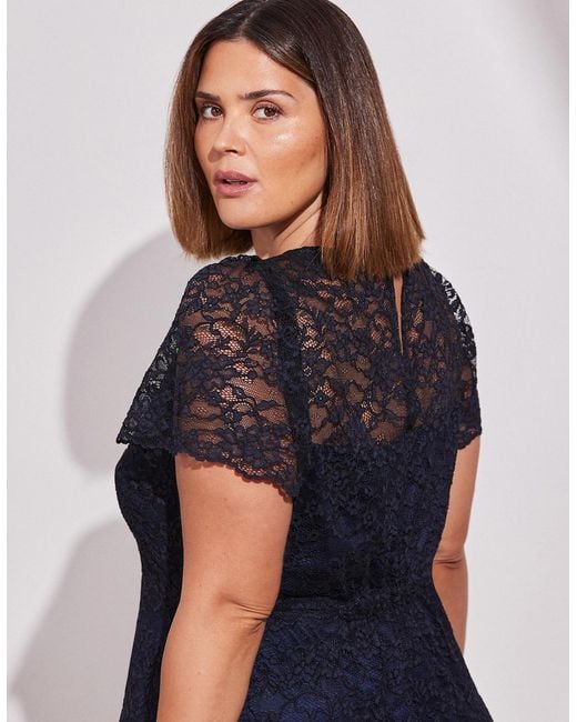 Live Unlimited London Blue Lace Midaxi Dress