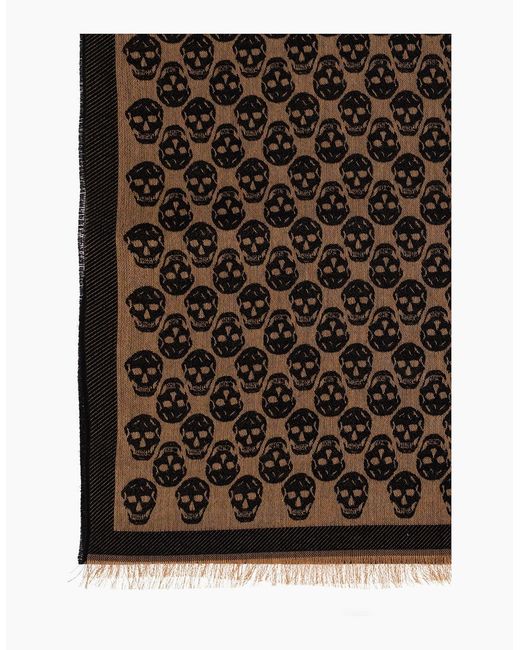 McQueen Brown Skull Monogram Scarf for men