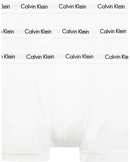 Calvin Klein White 3 Pack Cotton Stretch Trunks for men