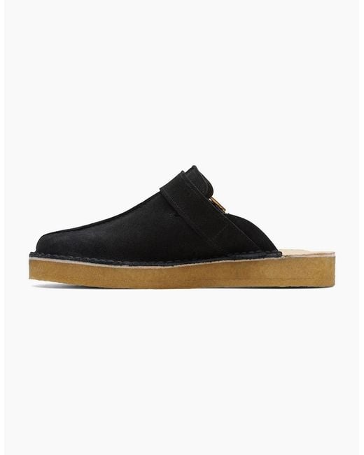 Clarks Black Trek Mule Suede Boat Shoes for men