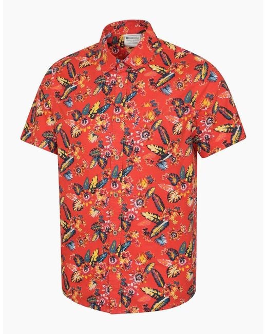 Mountain Warehouse Red Tropical Leaves Short-Sleeved Shirt for men