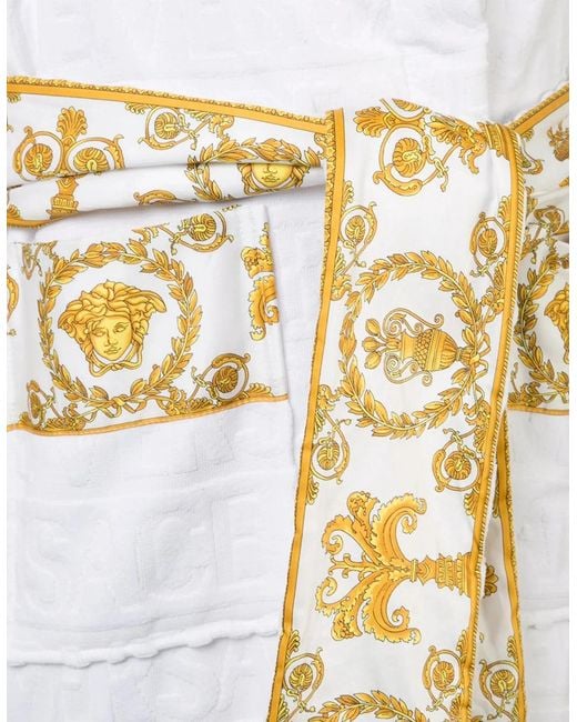 Versace White Cotton Bathrobe for men