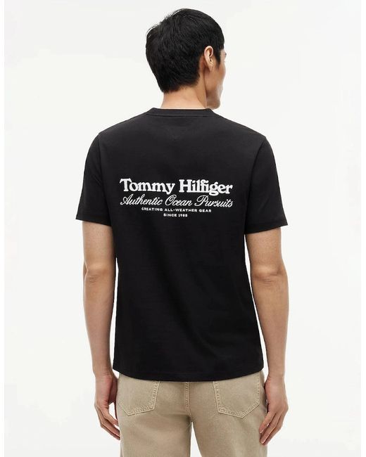 Tommy Hilfiger Black Nautical Back Graphic T-Shirt Bds for men