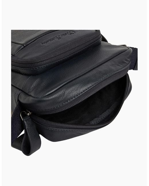 Oliver Sweeney Black Milled Leather Cross-Body Bag for men