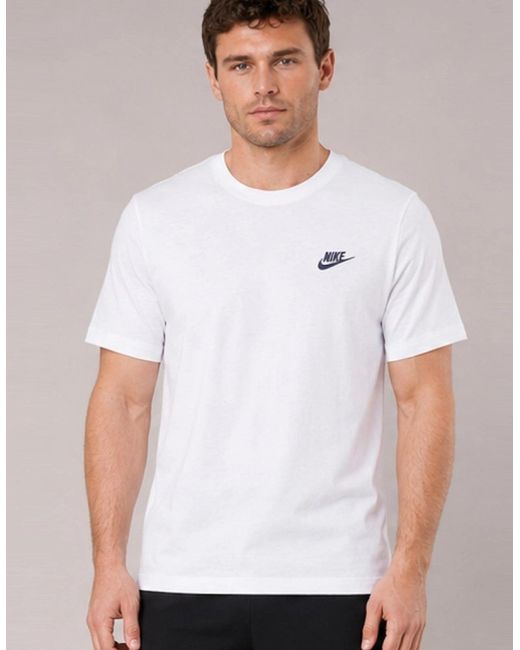 Nike White Embroidered Logo Swoosh T Shirt for men