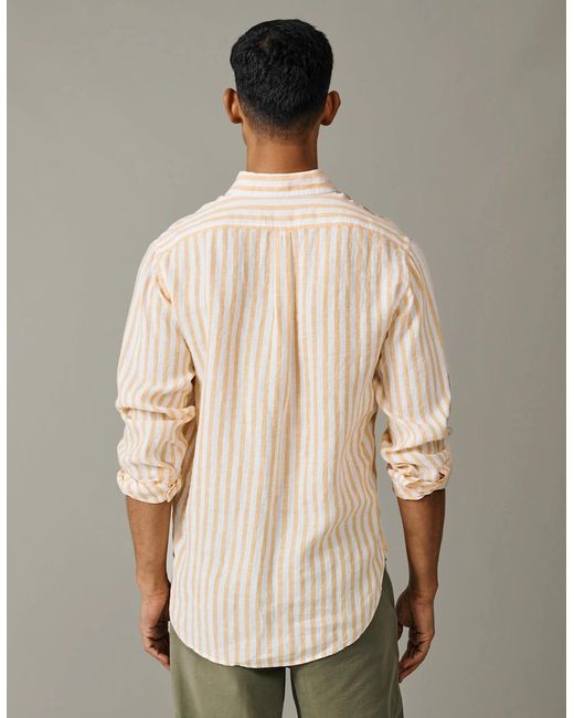 aubi Natural Worlaby Linen Shirt for men