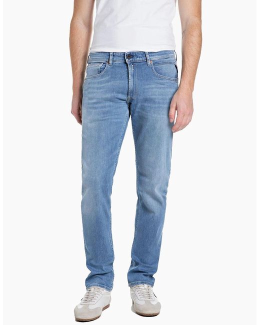Replay Blue Grover Soft Touch Soft Straight Fit Jeans 009 for men