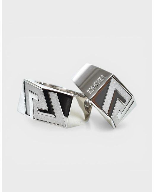 Versace Gray La Greca Ring for men