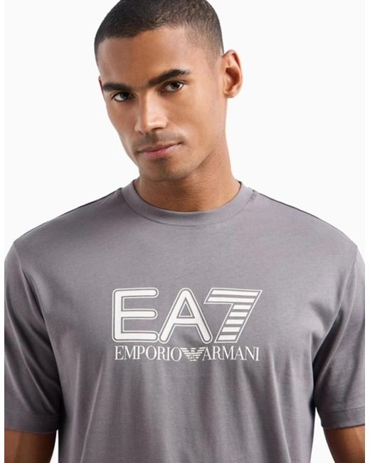 EA7 Gray Large Logo T-Shirt for men