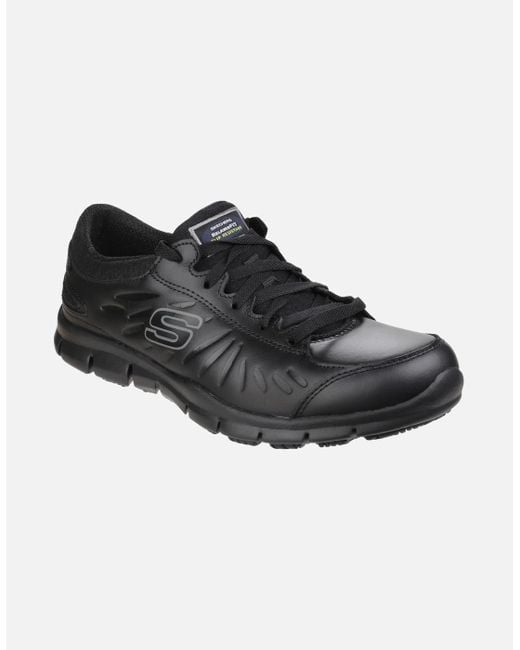 Skechers Black Occupational /Ladies Eldred Slip Resistant Lace Up Work Shoes