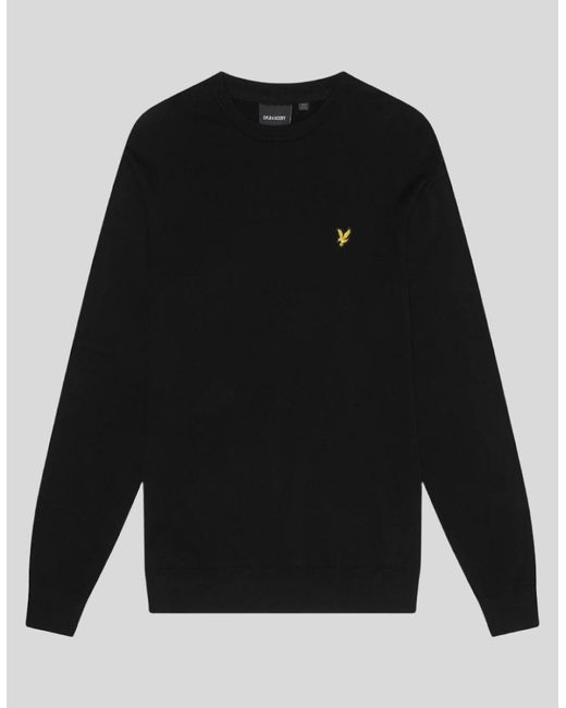 Lyle & Scott Black Cotton Crew Neck Jumper for men