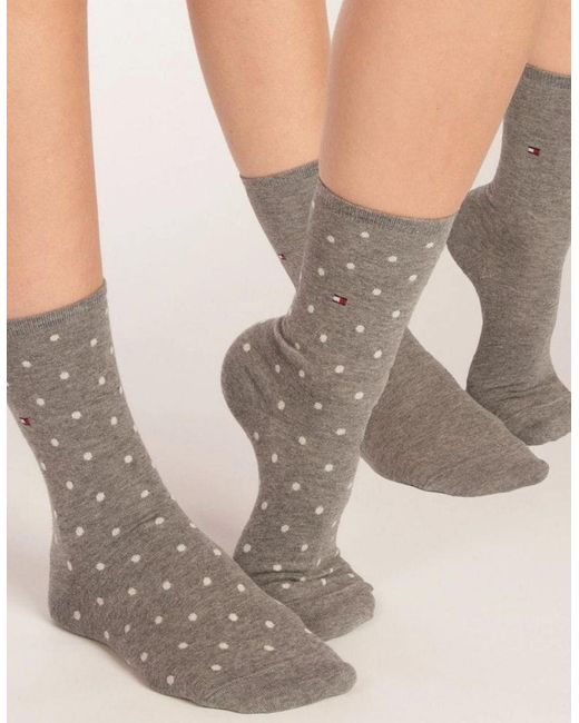 Tommy Hilfiger Gray 2-Pack Dots Pattern Socks, Middle Melange