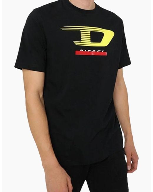 DIESEL Black T Just Y4 T Shirts Crew Neck Short Sleeve Cotton Tee for men
