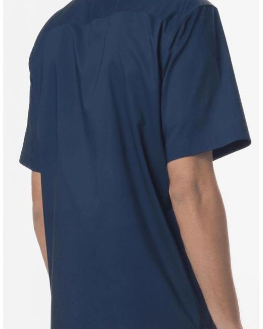 Versace Blue Printed Logo Short Sleeve Shirt for men