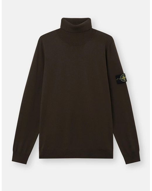 Stone Island Brown Wool 5100025 T Neck Sweater for men