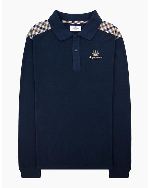 Aquascutum Blue Stripes Piquet L/Polo 11 for men