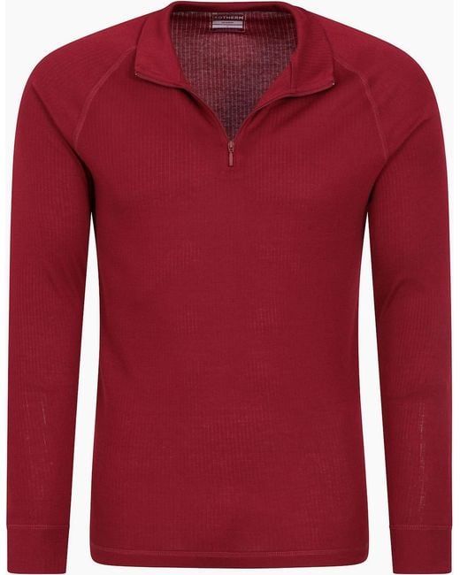 Mountain Warehouse Red Talus Zip Neck Long-Sleeved Thermal Top for men