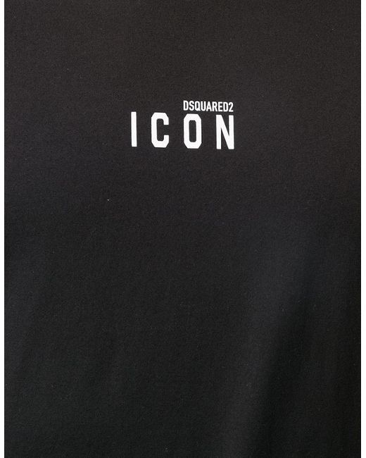 DSquared² Black Small Icon Logo Print T-Shirt for men