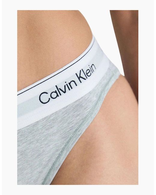 Calvin Klein Gray Icon Cotton Modal High Leg Tanga Brief, Heather