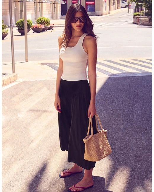 Ro&zo Black Cotton Gathered Skirt