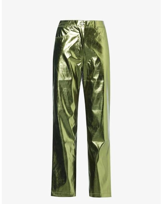 Amy Lynn Green Lupe Metallic Patterned Five Pocket Pants
