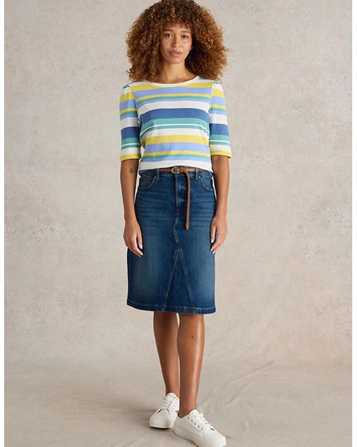 White Stuff Blue Petite Scarlett Denim Skirt Mid Denim Mid Denim