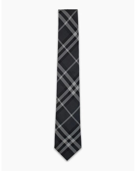 Burberry White Classic Cut Vintage Check Silk Tie Charcoal for men