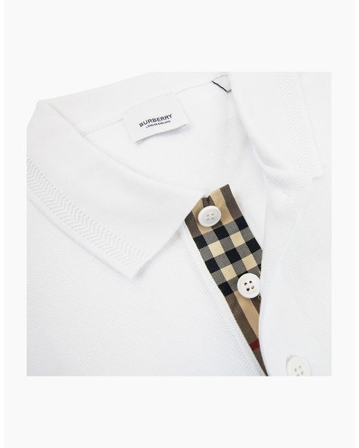 Burberry White Manzoni Monogram Pique Polo for men