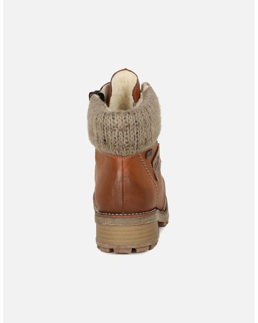 Rieker Brown Wool Ladies Lace Up Ankle Boots