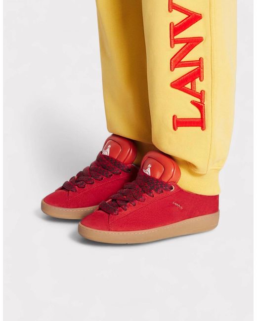 Lanvin Red X Future Hyper Curb Sneakers Leather Suede
