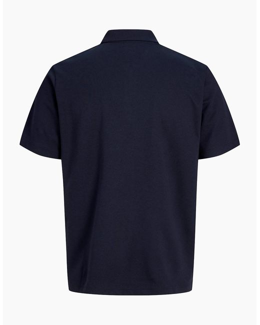 Jack & Jones Blue Jprblaethan Short Sleeve Zip Polo Night Sky for men