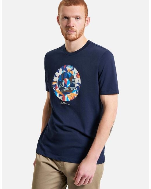 Ben Sherman Blue Tropical Target Short Sleeve T-Shirt for men
